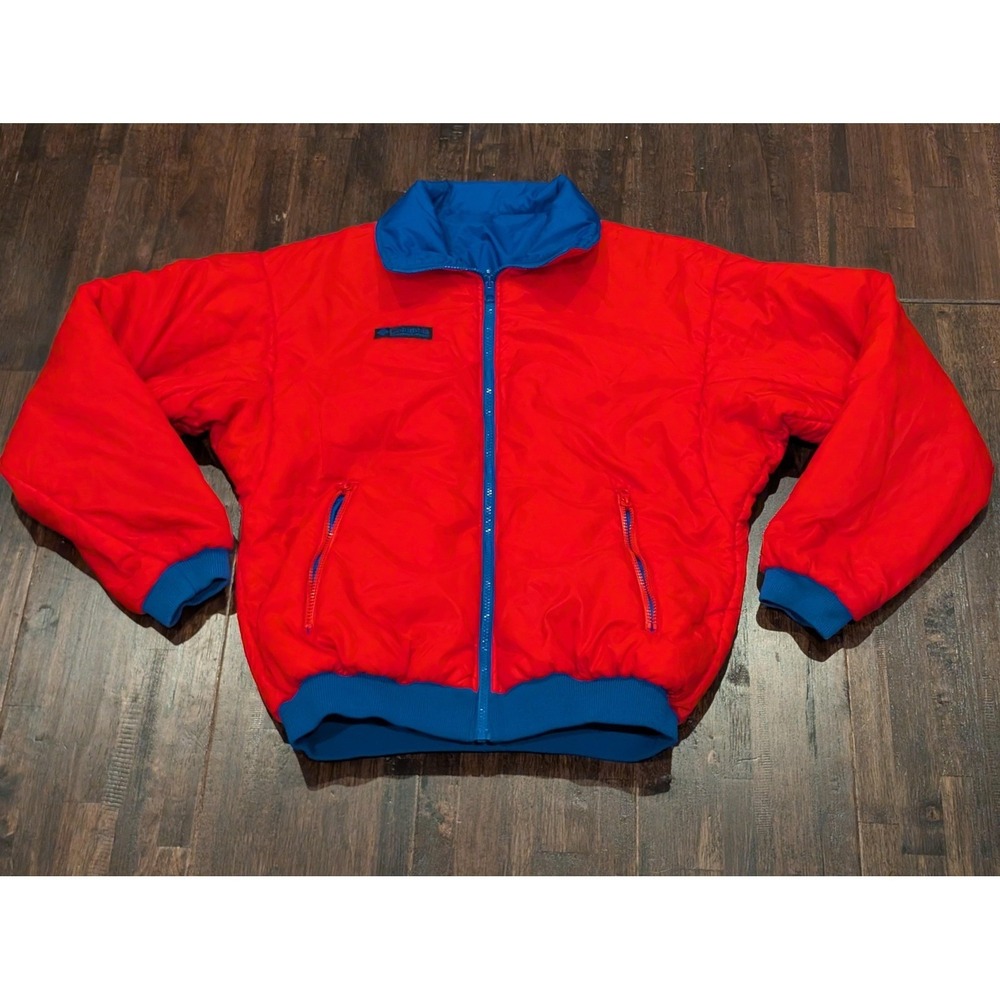 Vintage Columbia Ski‎ Jacket Reversible Mens Med Red Blue Nylon Puffer Bomber